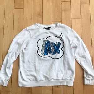 Armani Exchange White pullover sweatshirt sequins